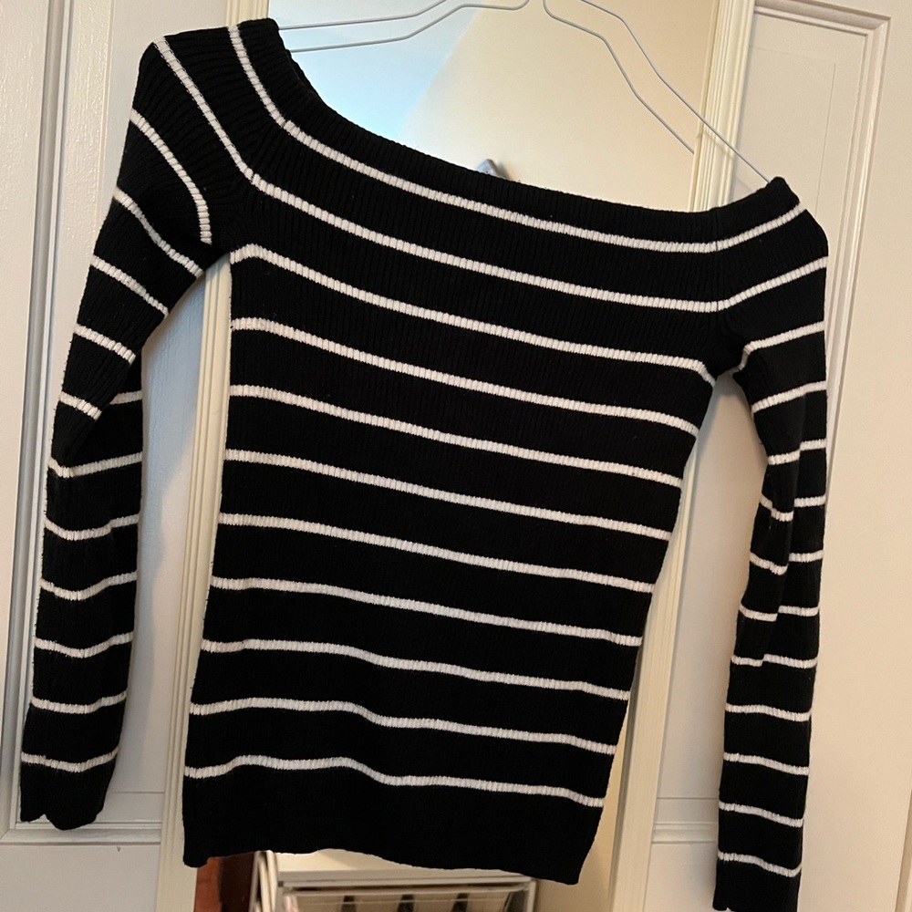 American Eagle Striped Off the Shoulder Top